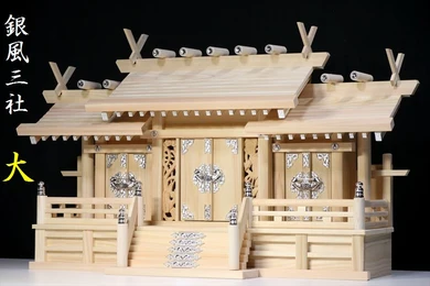 銀風三社 鳳凰の彫刻 屋根違い 大型